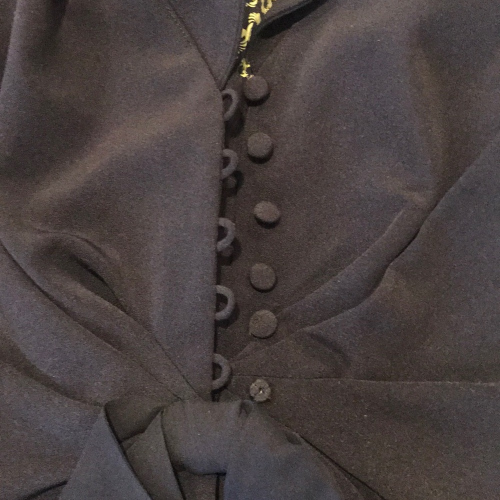 Kay Unger Black Silk Jacket NWOT 4 Fabric Covered Button Front Closure W/Bow - Picture 5 of 5